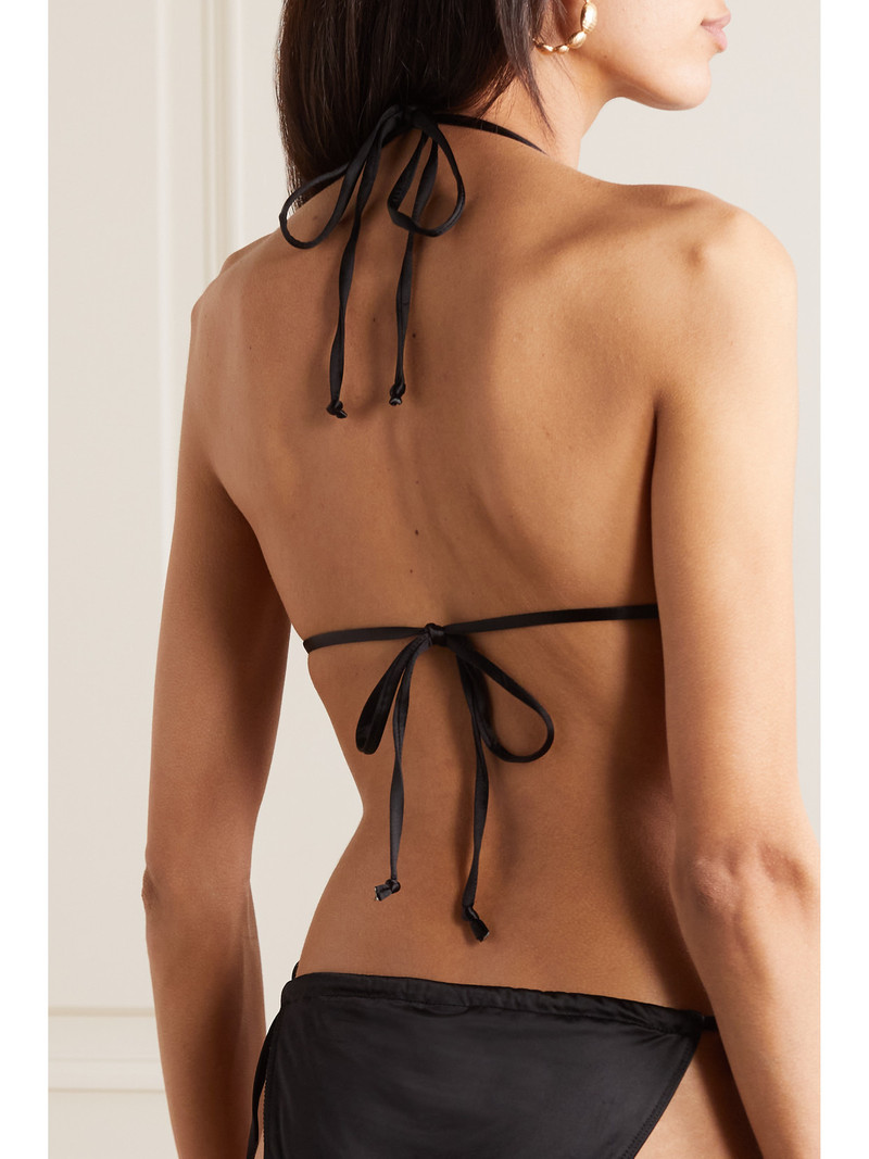 GOOD AMERICAN Tiny Ties Stretch-satin Triangle Bikini Top outlook