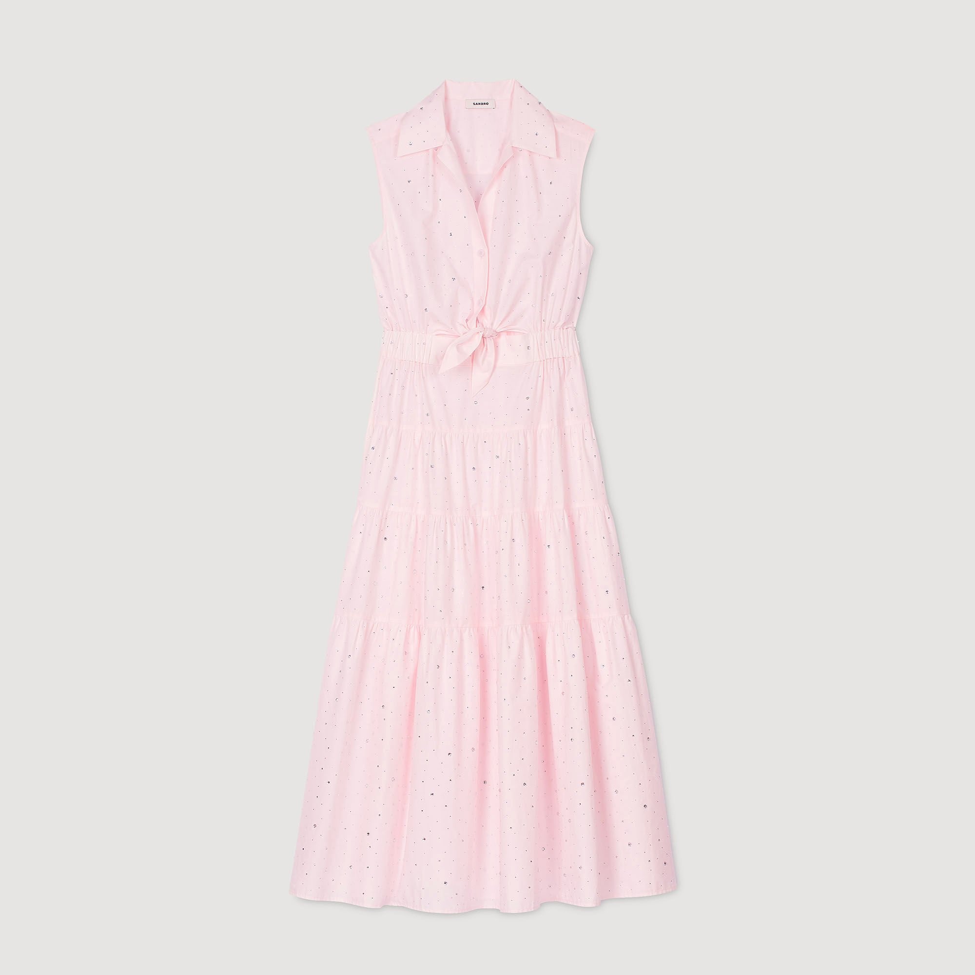 RHINESTONE TIE-FRONT MAXI DRESS - 6