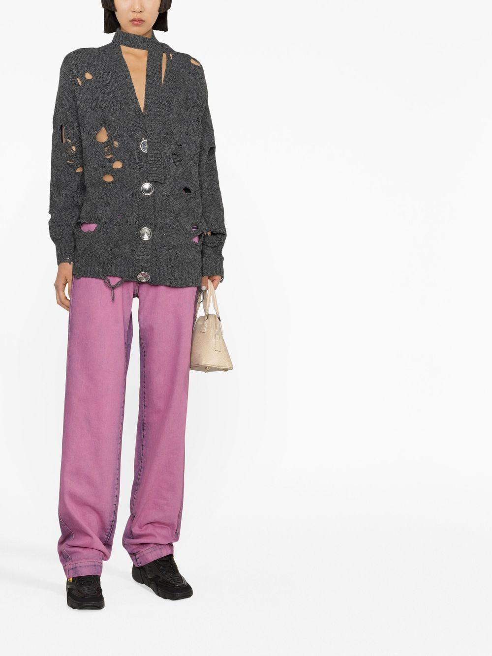 oversized distressed wool cardigan - 2