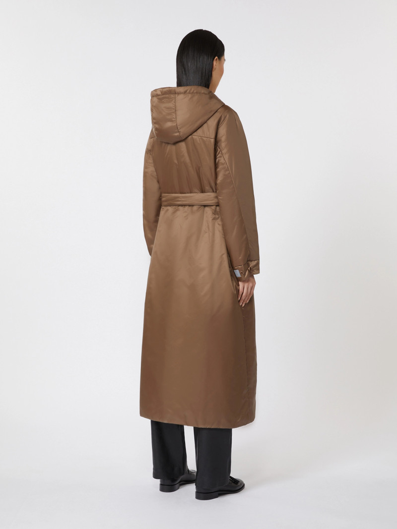 GREENPI Long water-repellent canvas padded parka - TOBACCO 4