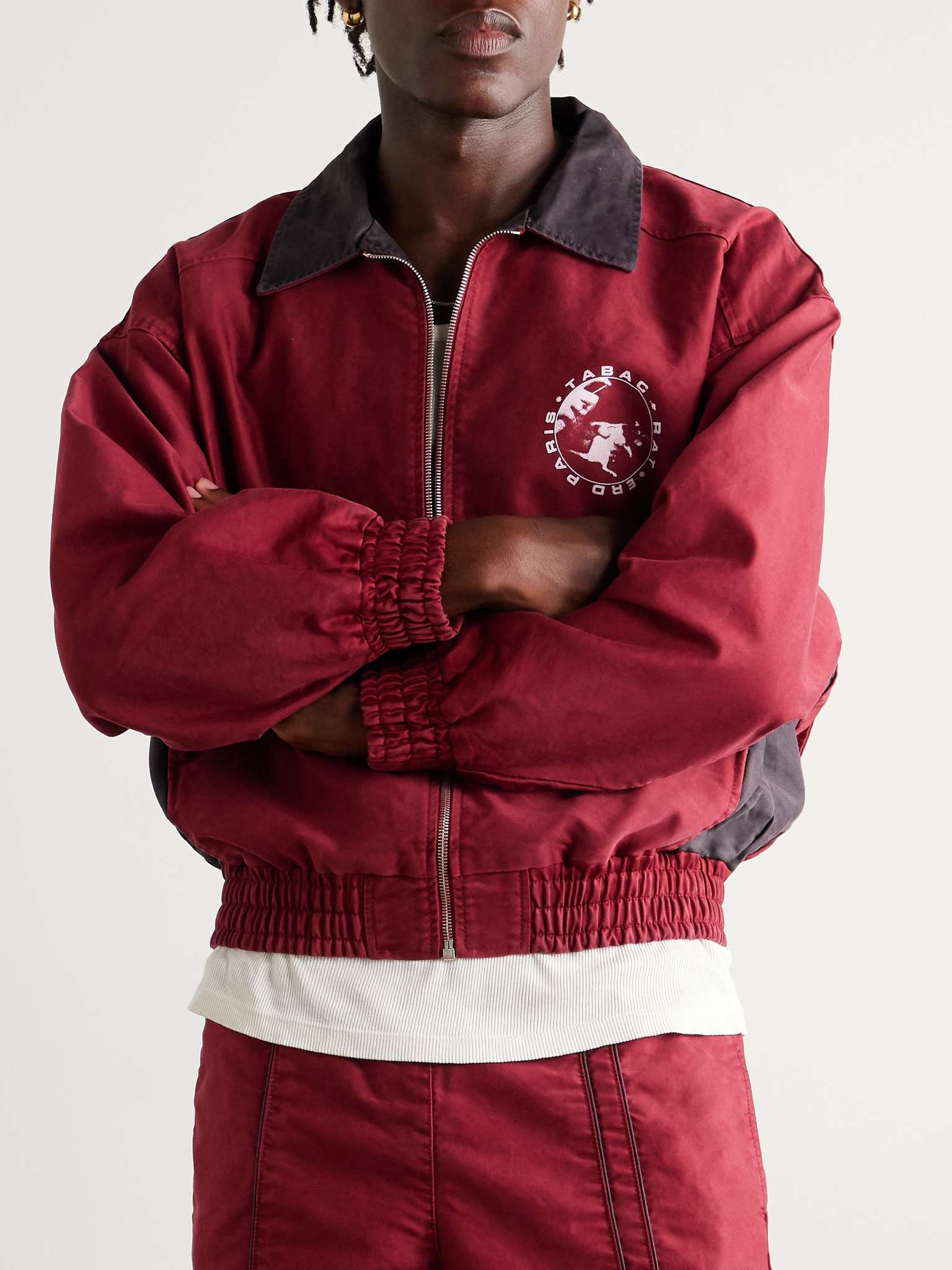 Tabac Rat Logo-Print Colour-Block Cotton-Moleskin Track Jacket - 3