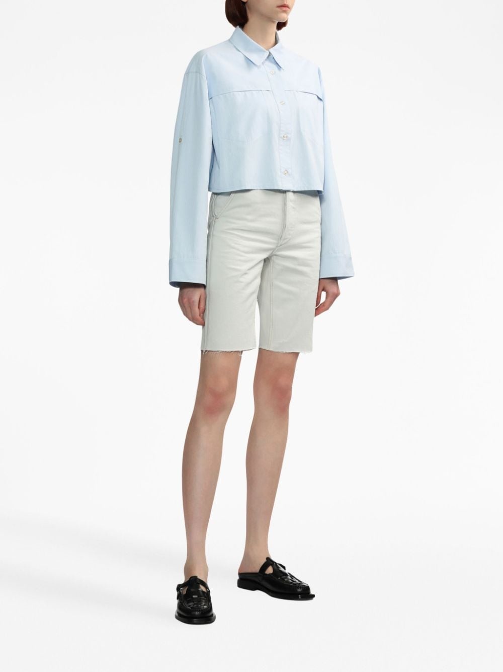 knee-length denim shorts - 2
