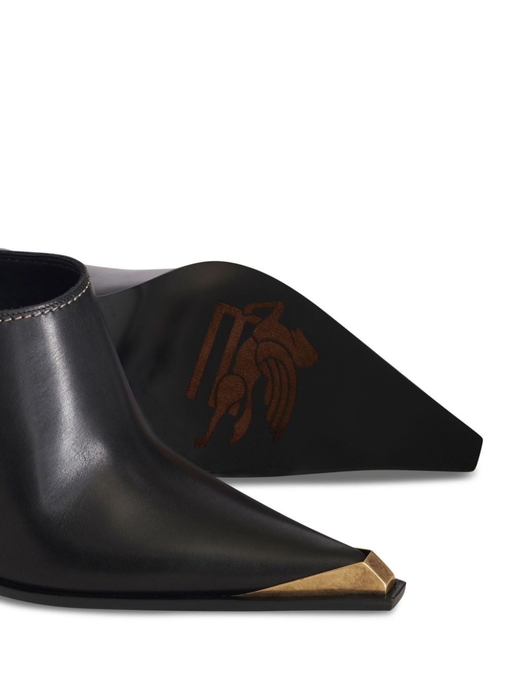 metallic toe-cap leather mules - 4