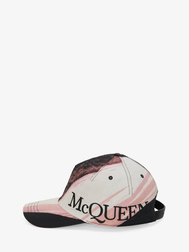 Men's Brushstroke Baseball Cap in Ivory/black 1