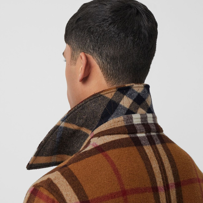 Double-faced Check Wool Car Coat 5