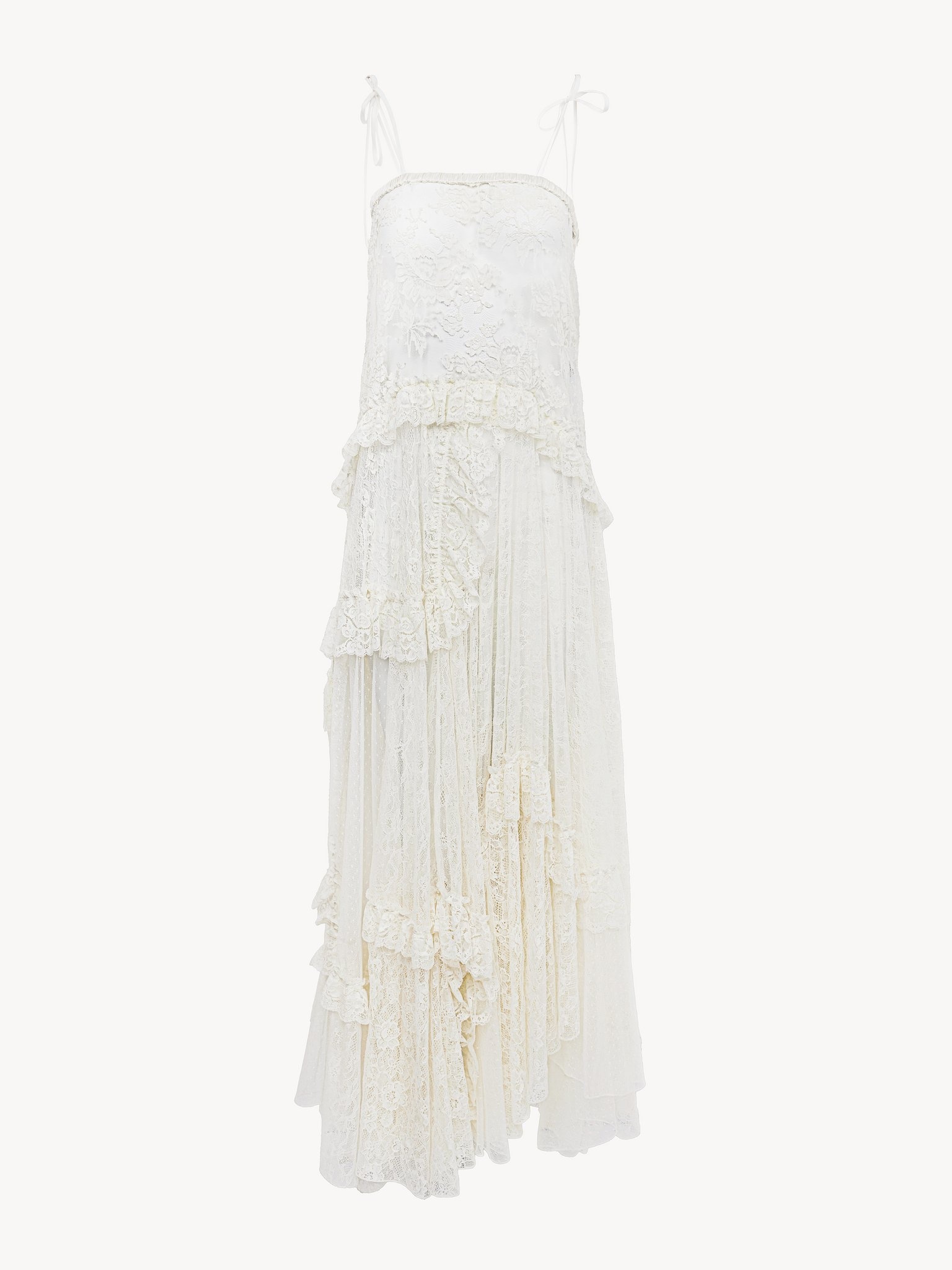 THIN-STRAP LONG DRESS IN EMBROIDERED LACE - 2