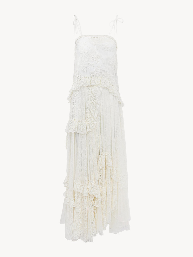 Chloé THIN-STRAP LONG DRESS IN EMBROIDERED LACE outlook