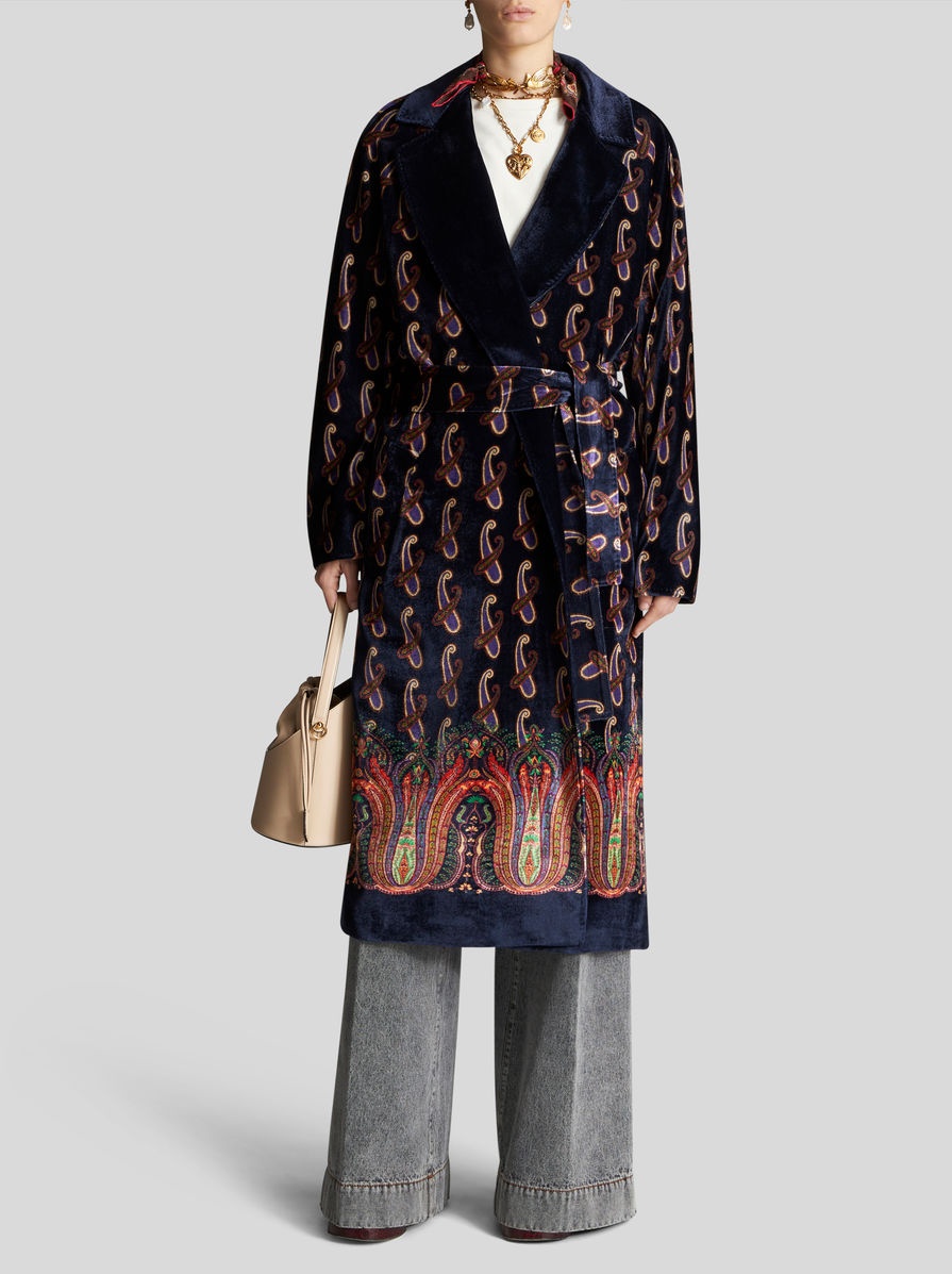 COAT WITH VELVET BELT - 4