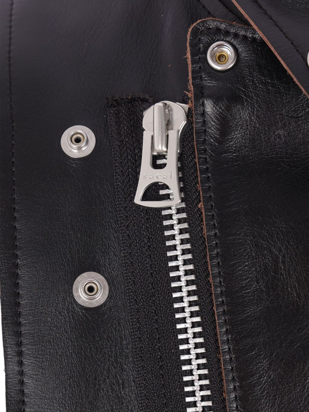 snap-fastening leather jacket - 4