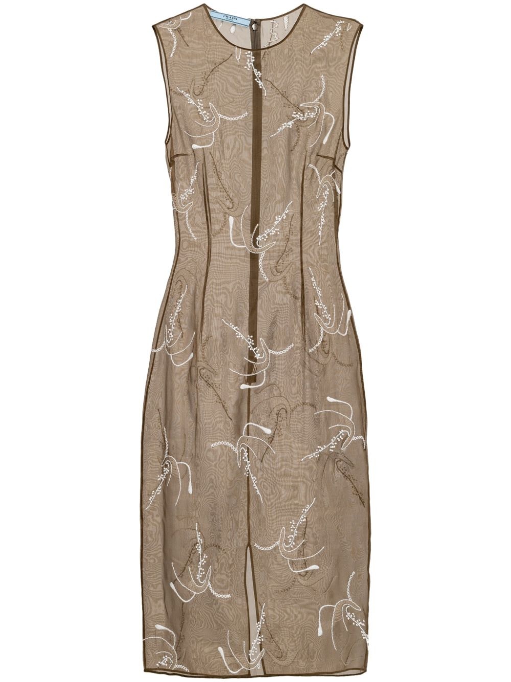 embroidered sheer silk midi dress - 1