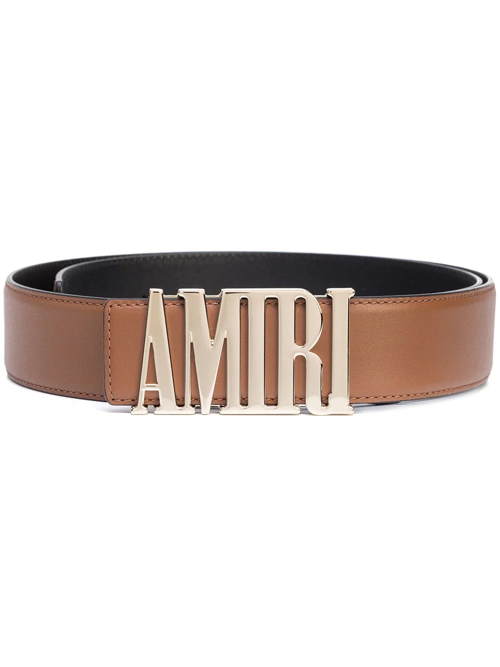 logo-buckle leather belt - 1