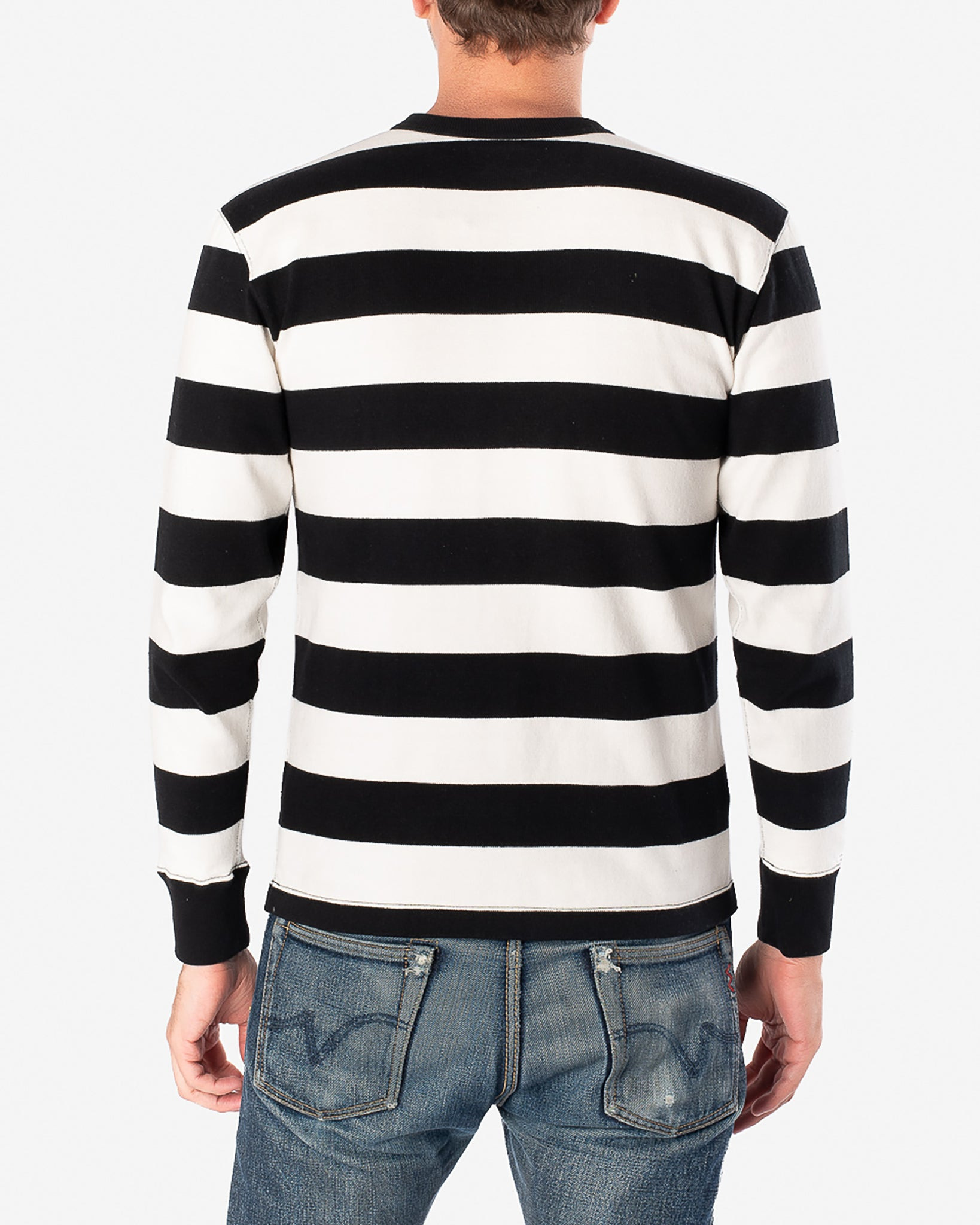 IHTB-01-BLK-WHT 11oz Cotton Knit Long-Sleeved Sweater - Black/White - 3