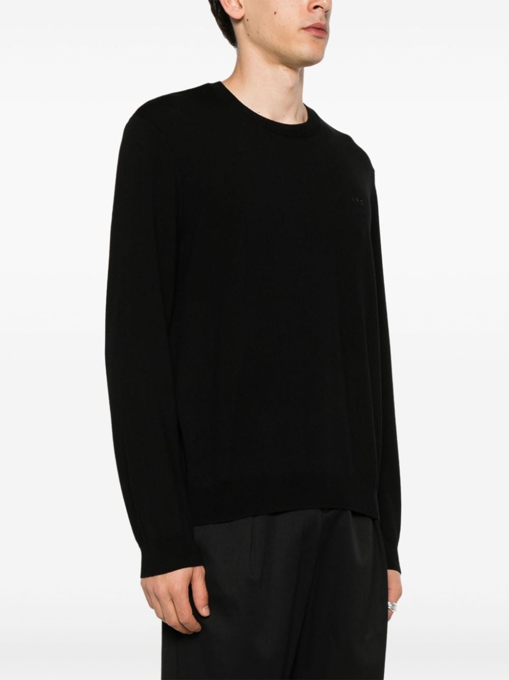 logo-embroidered wool jumper - 3