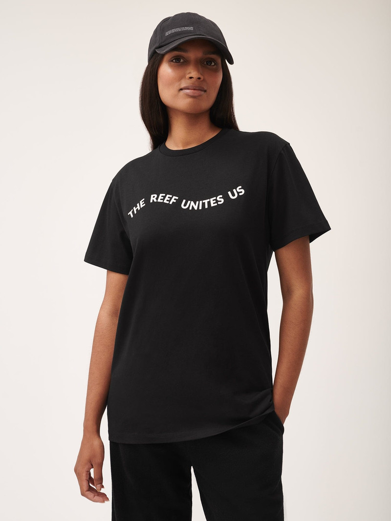 PANGAIA Womens Coral Gardeners Midweight T-Shirt - Black outlook