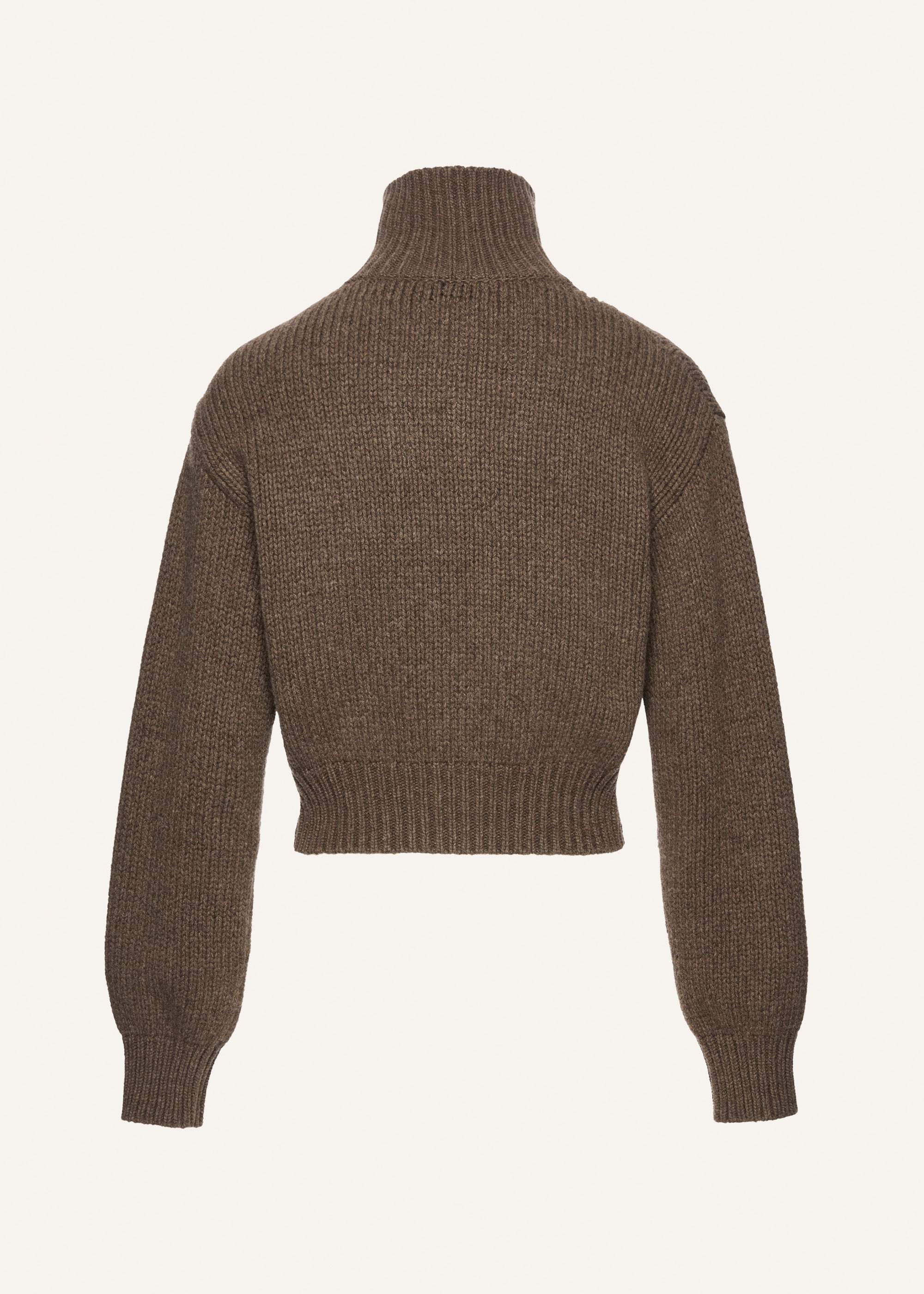 Cashmere high-neck buttoned cardigan in brown - 2
