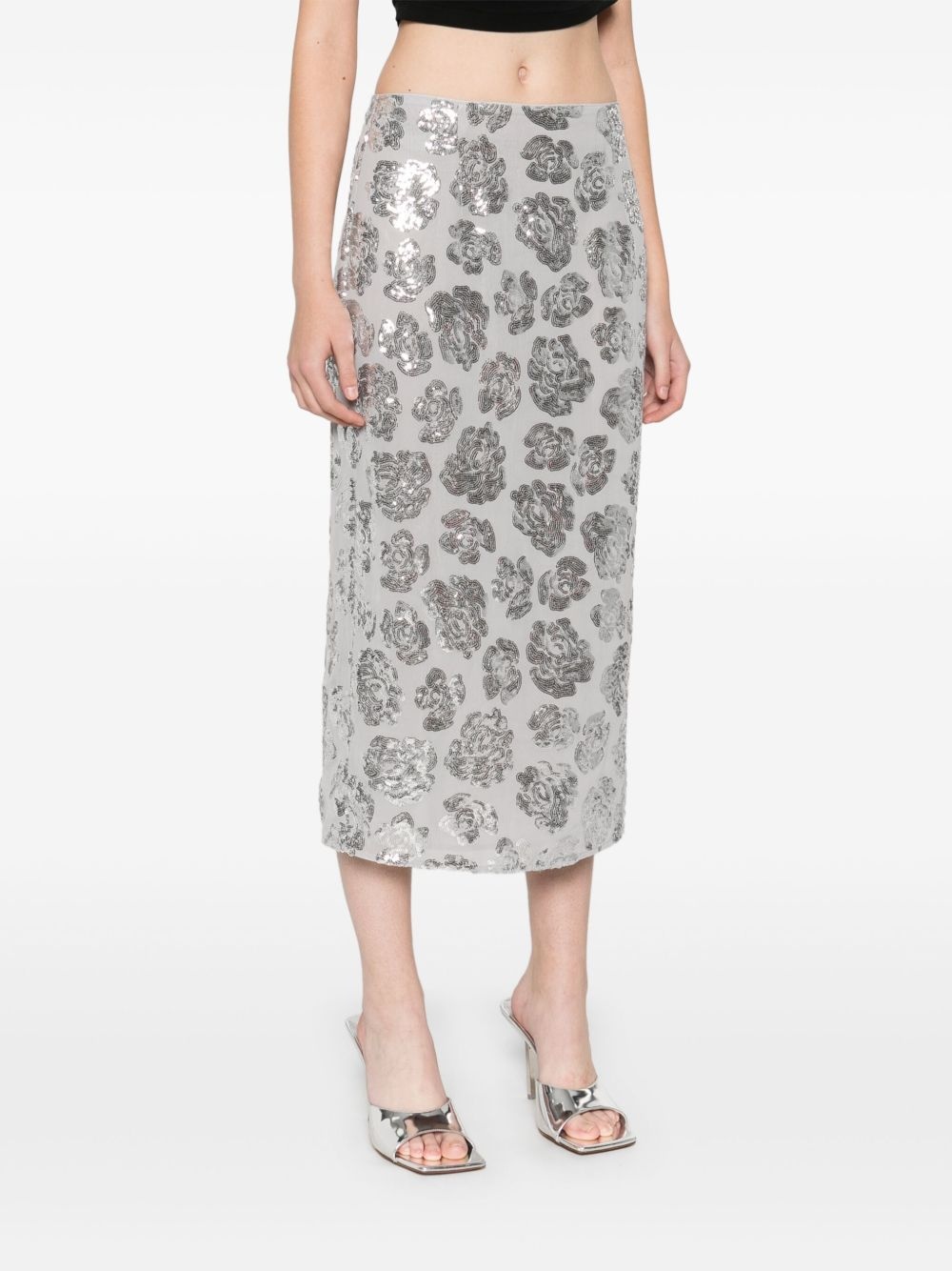 sequin chiffon midi skirt - 3