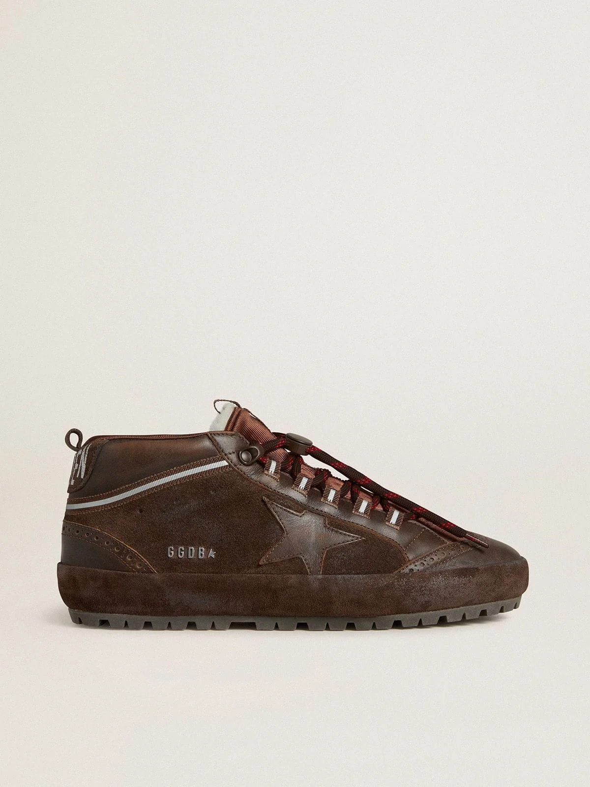 Men's Mid Star Ski in brown suede with leather star and suede heel tab - 1