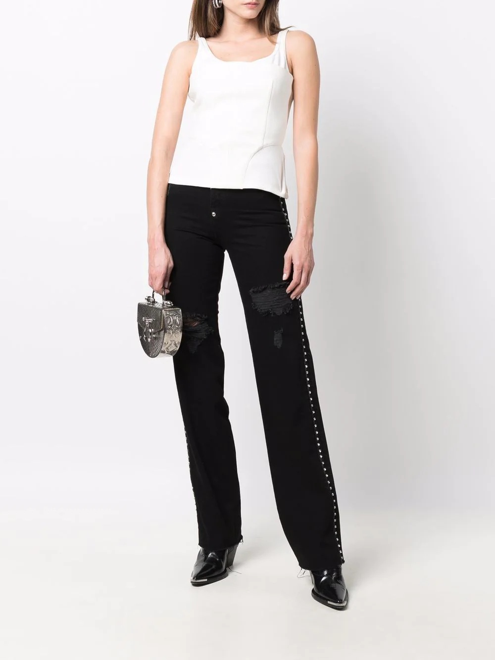 crystal-embellished straight-leg jeans - 2
