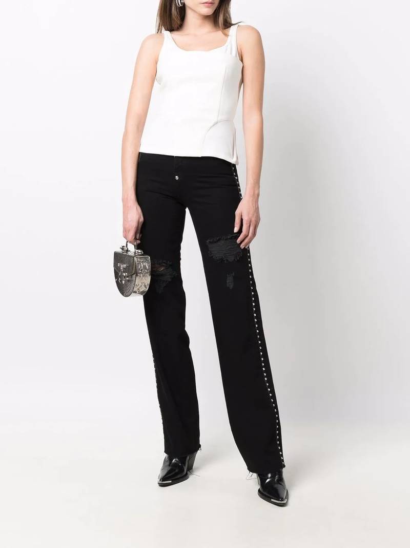 PHILIPP PLEIN crystal-embellished straight-leg jeans outlook
