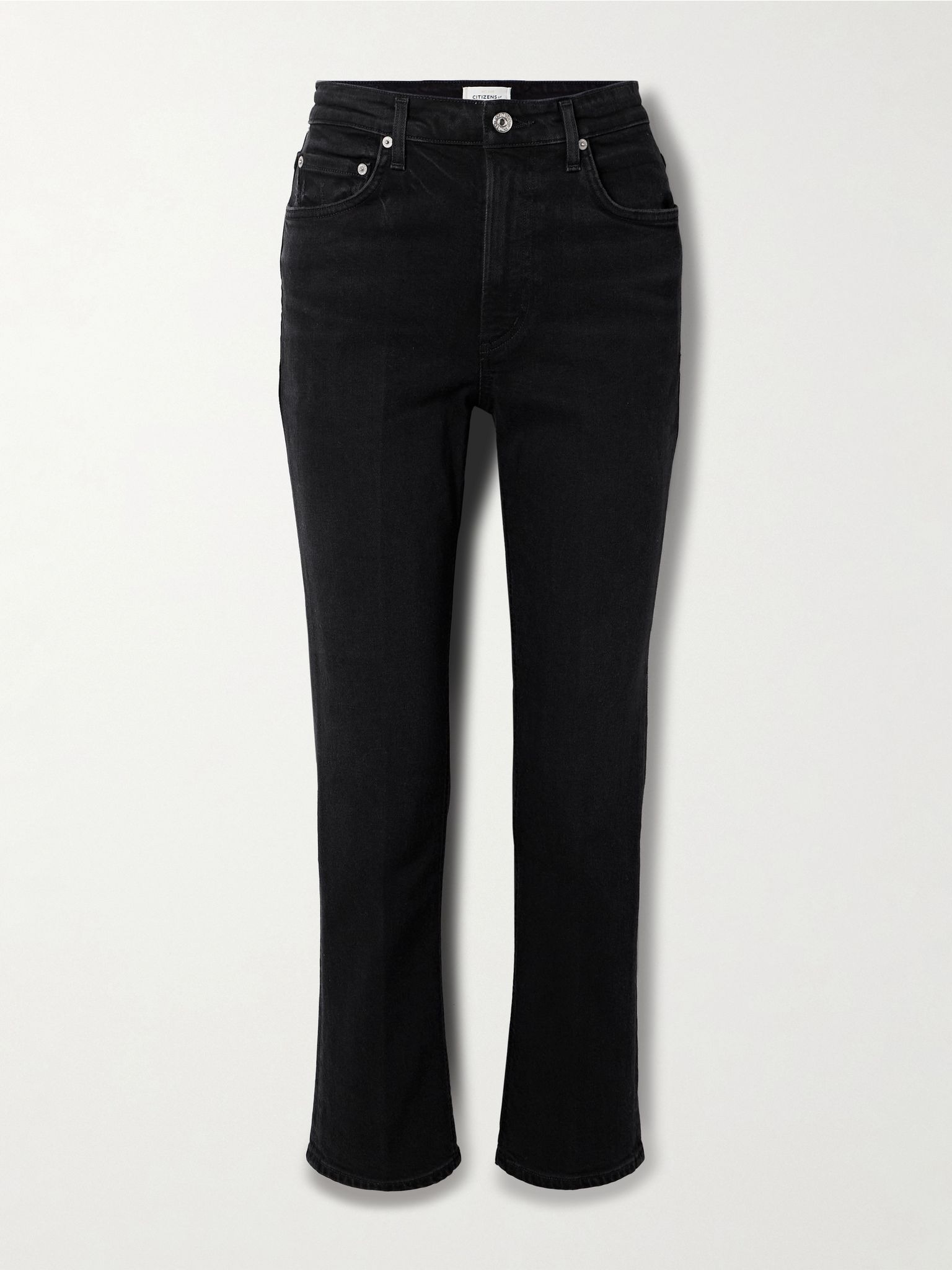 Zurie Ankle cropped high-rise straight-leg organic jeans Black - 1