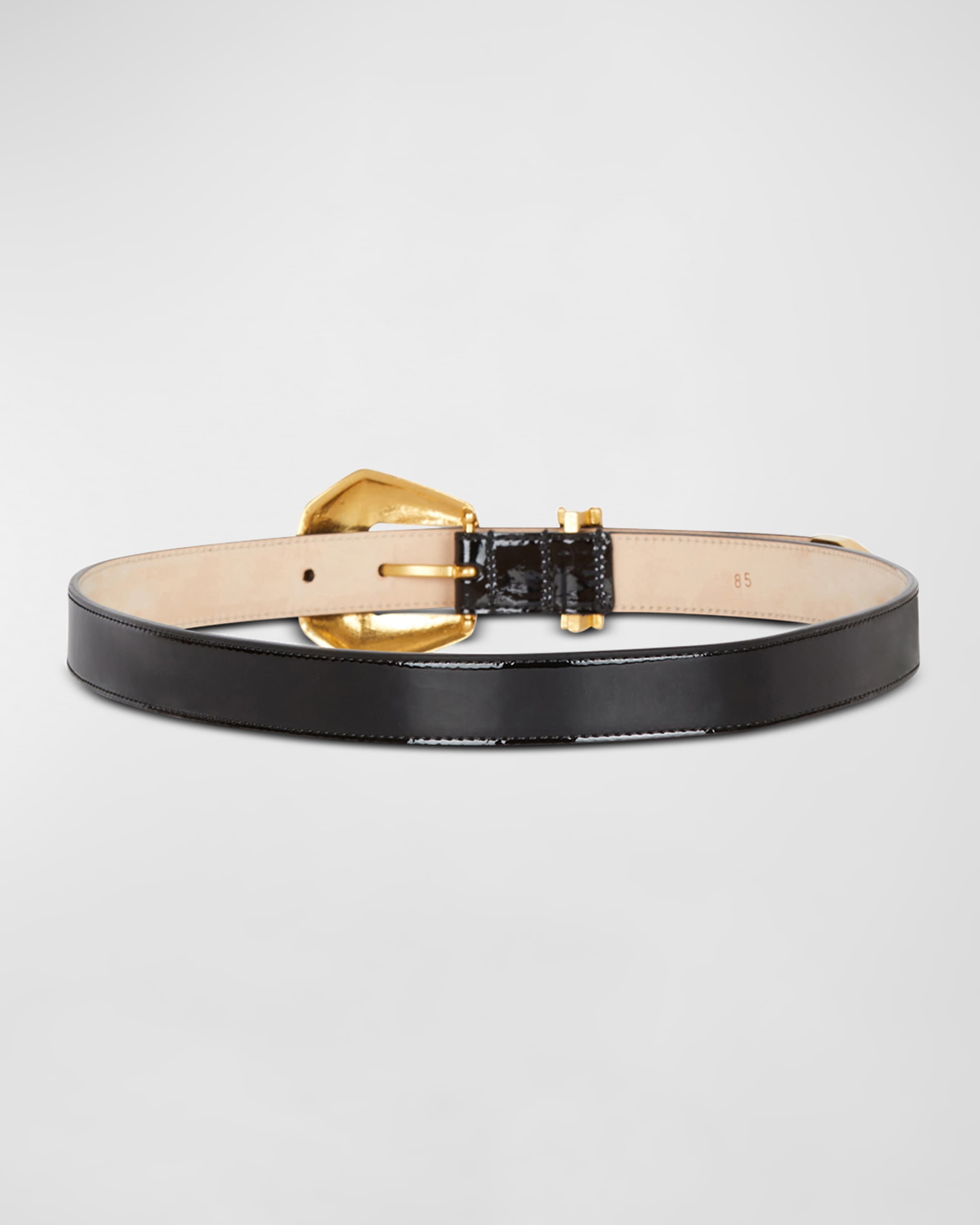 Western Patent Leather & Brass Belt - 2