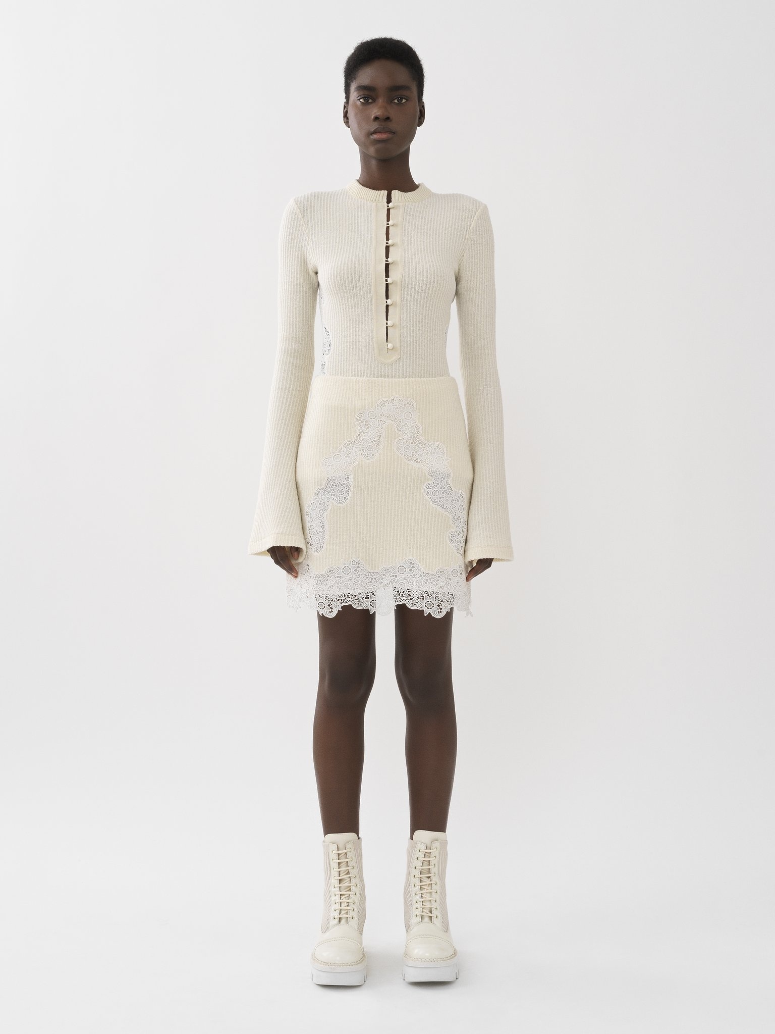 Chloé Ivory Wool Mini Skirt | italist | REVERSIBLE