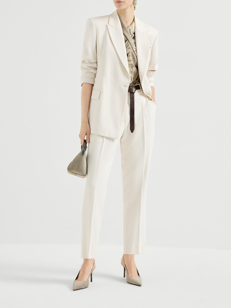 Women's Comfort Viscose Couture Twill Slouchy Trousers with Monili - Milk 6