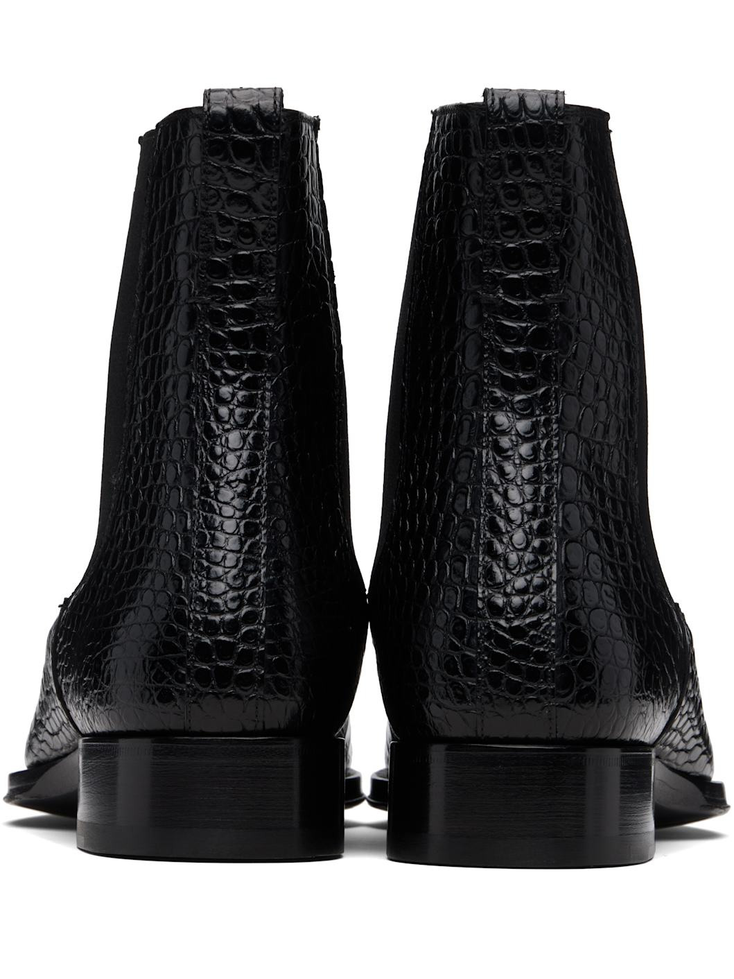 Black Shiny Printed Croc Elkan Chelsea Boots - 2