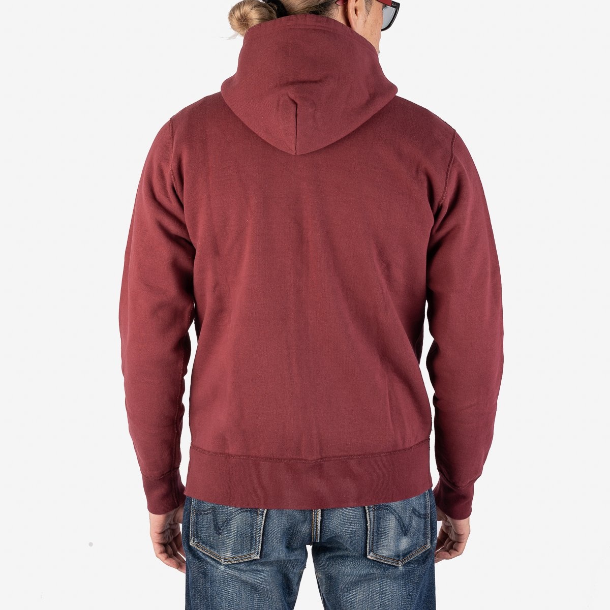 IHSW-58-BUR Printed 14oz Ultra Heavyweight Loopwheel Cotton Zippered Hoodie - Burgundy - 3