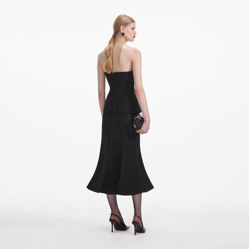 self-portrait Black Crepe Corsage Top outlook
