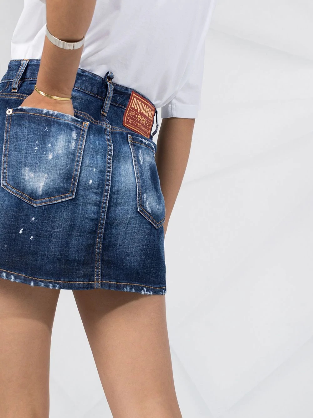 distressed denim skirt - 3