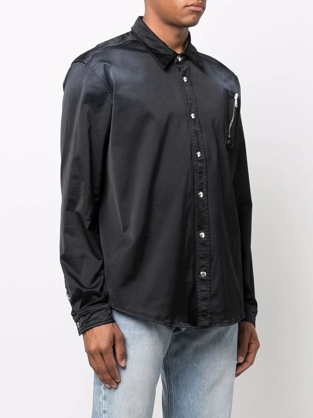 zip-detail fitted shirt - 3