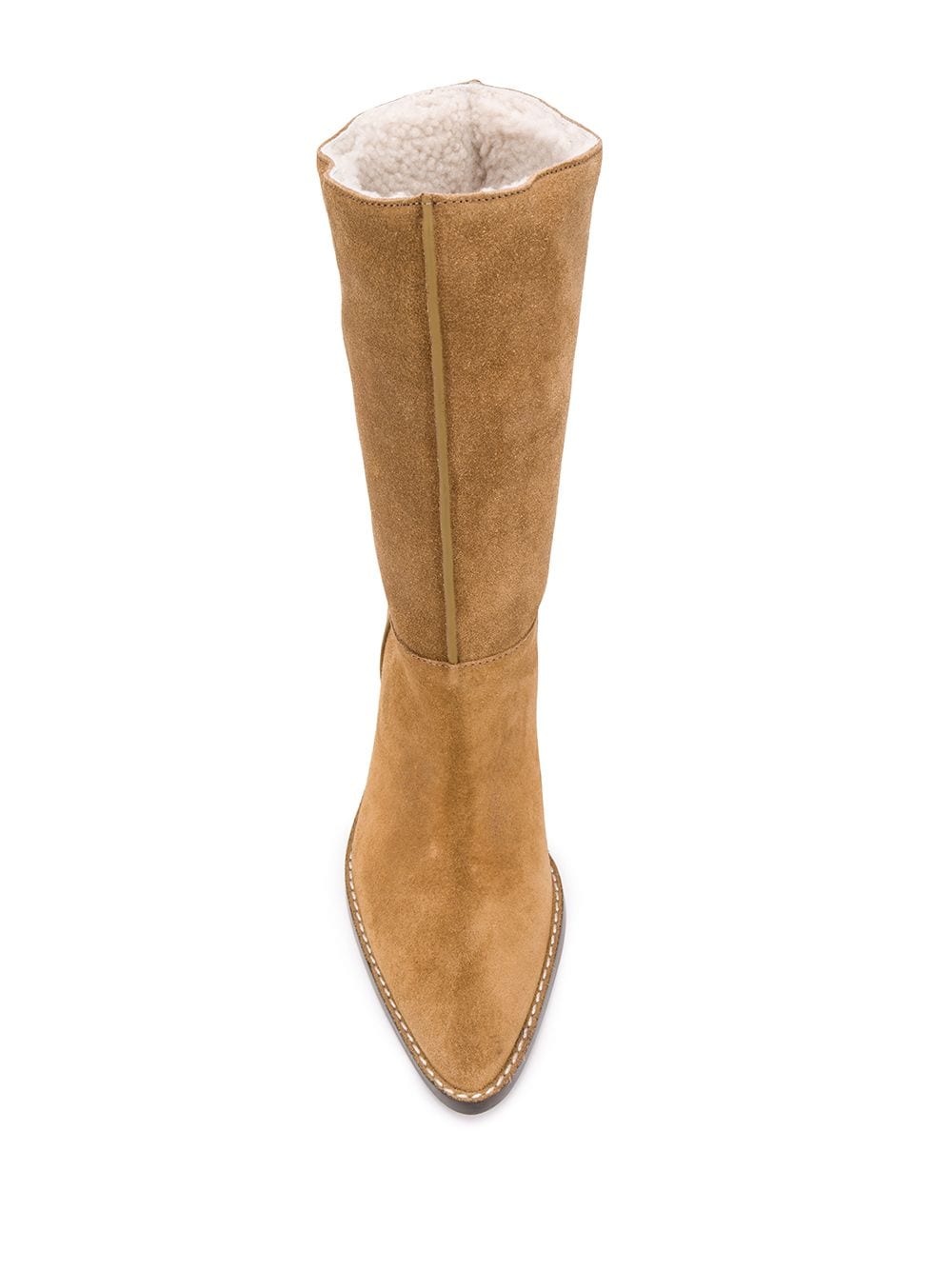 shearling pointed-toe boots - 4