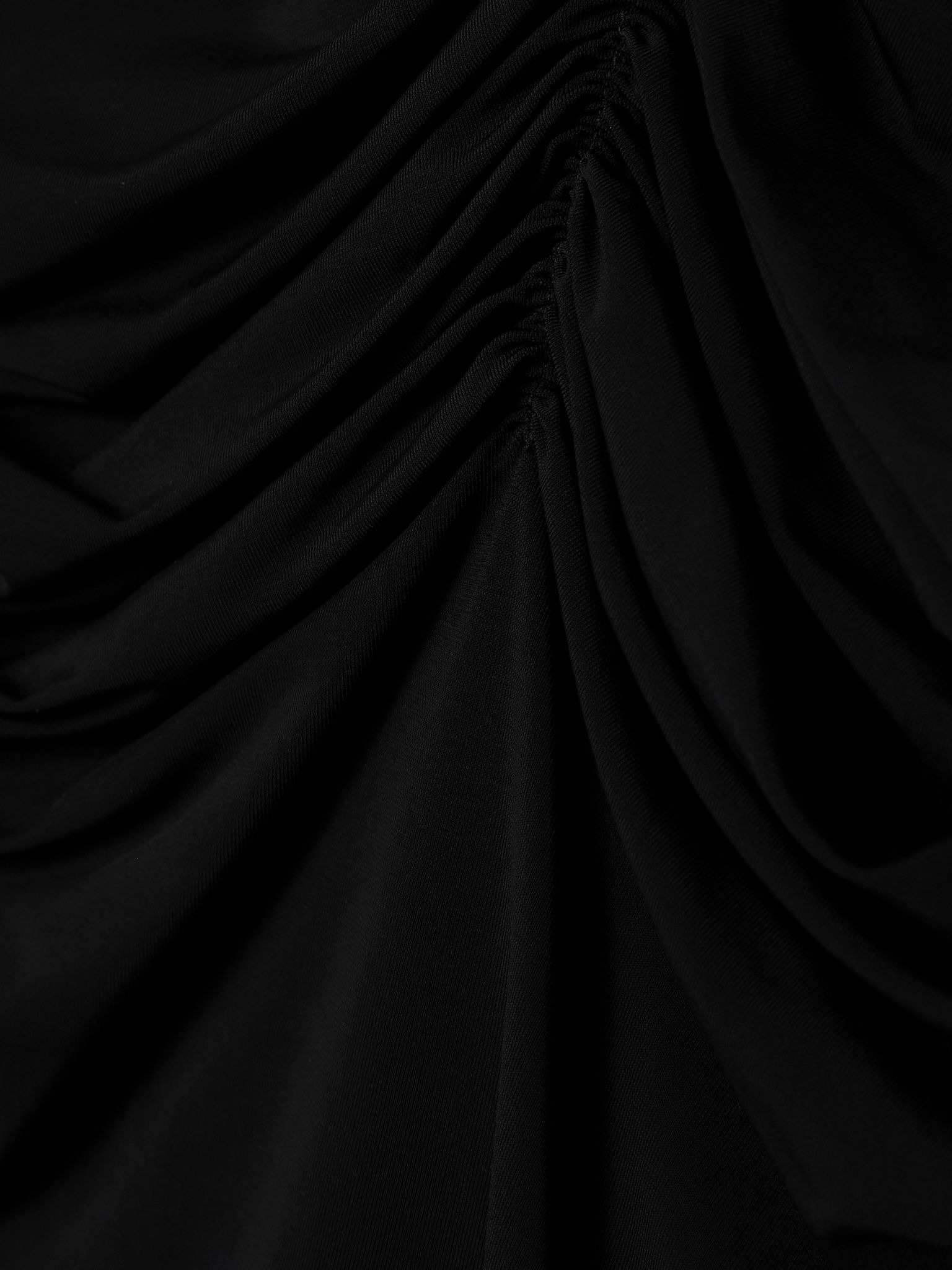 Ruched jersey midi dress Black - 4