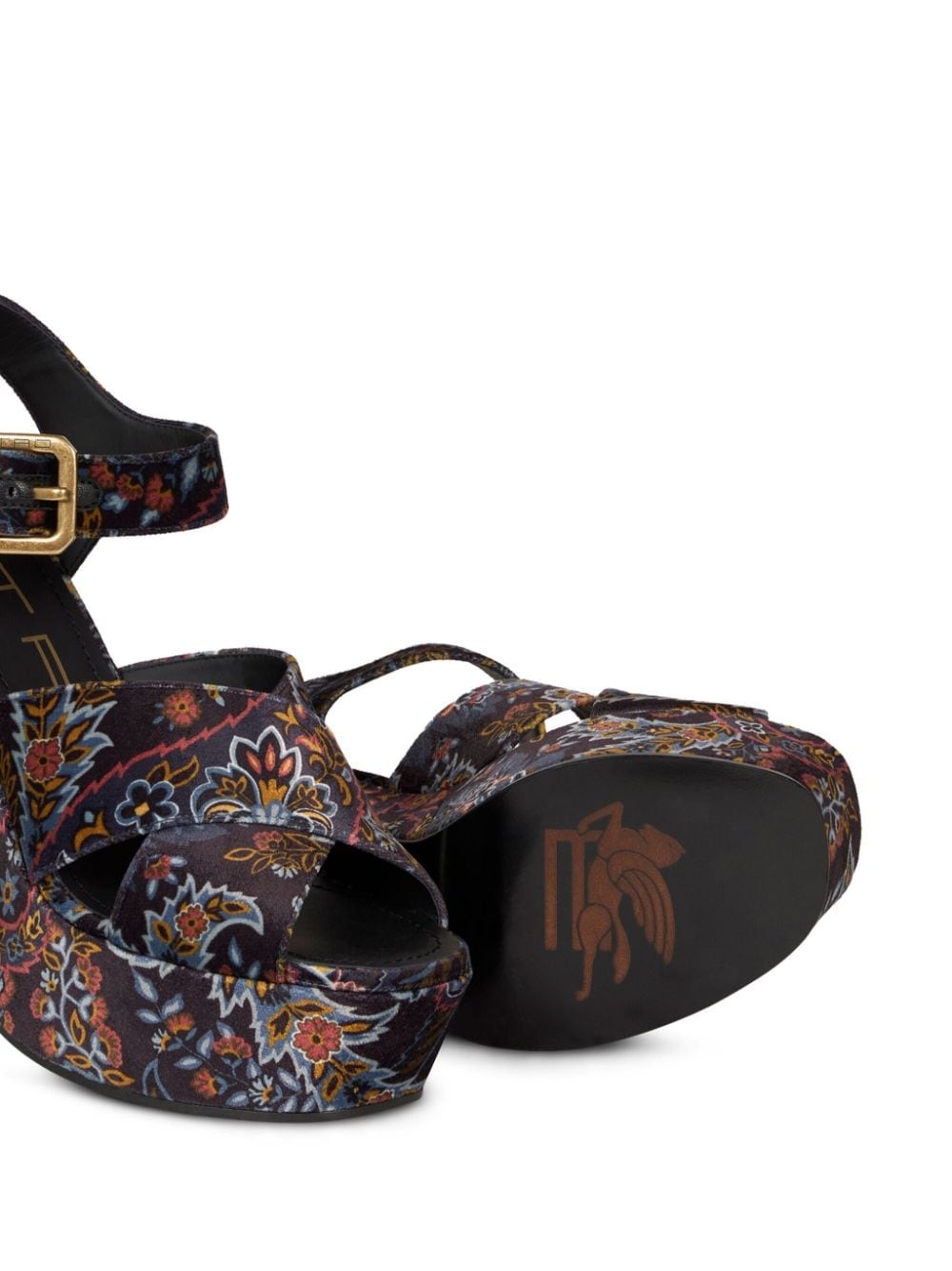 paisley-print leather sandals - 3