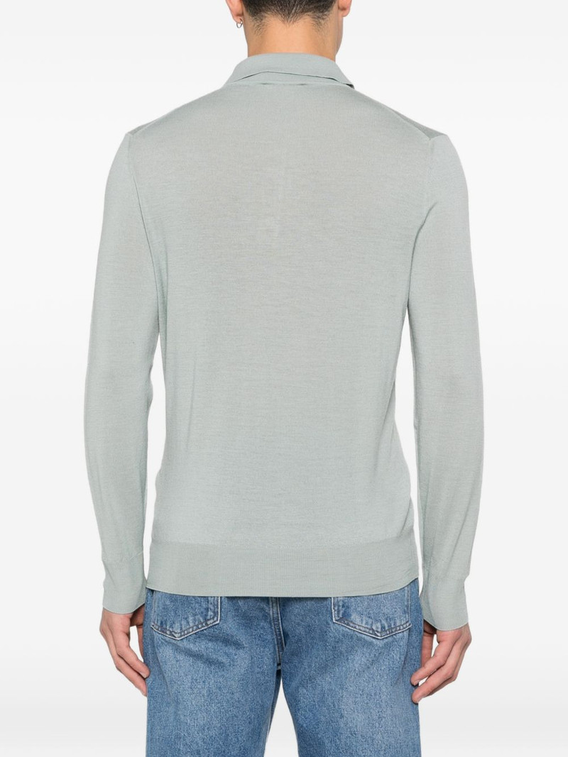 button-up ribbed-knit polo shirt 4