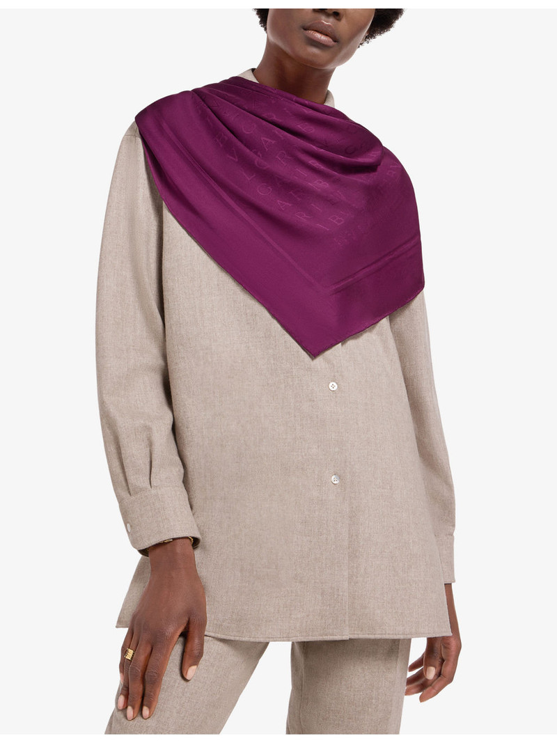 BVLGARI Lett Mx Voile Square Printed Silk Scarf outlook