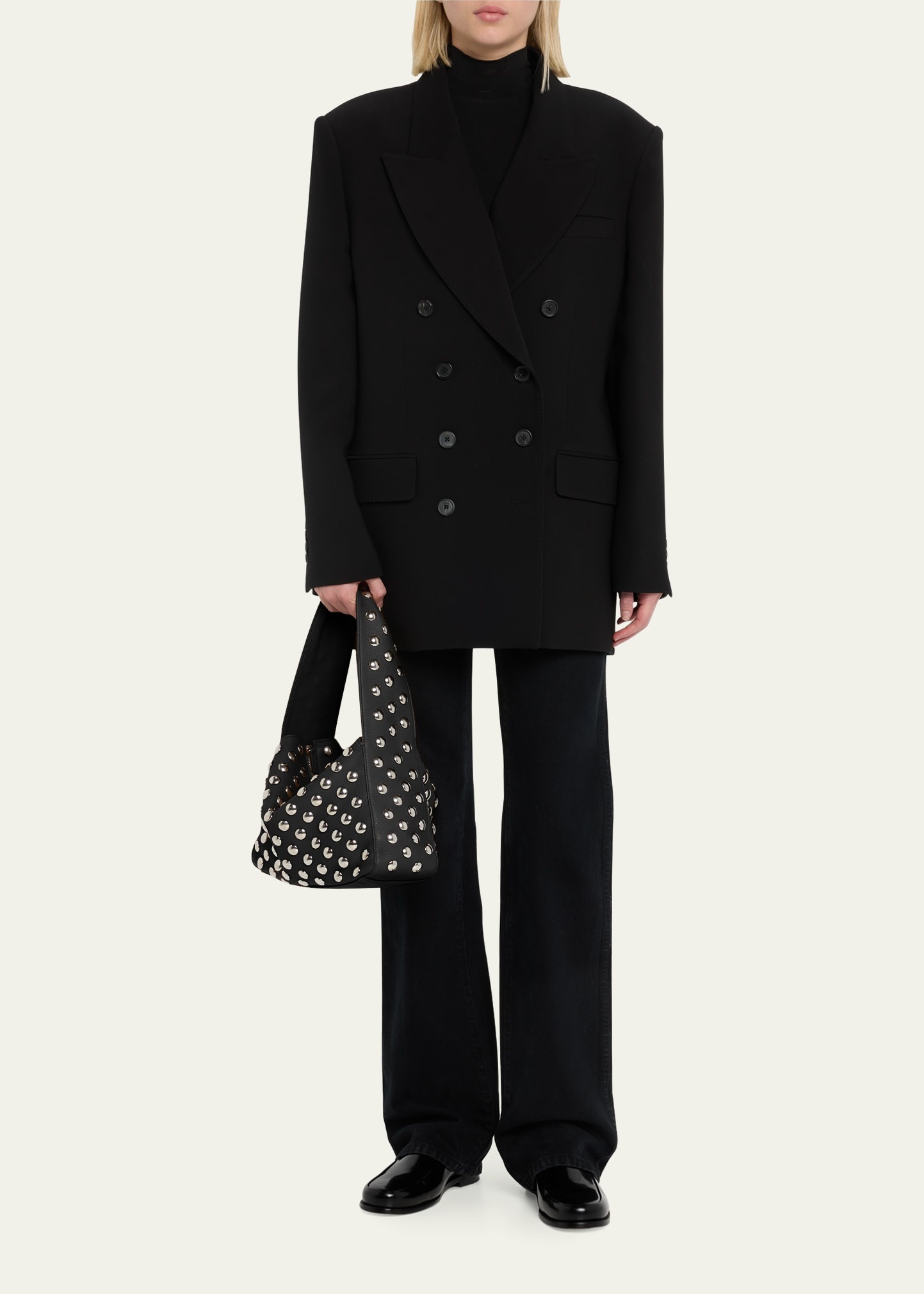 Elena Studded Leather Shoulder Bag - 5