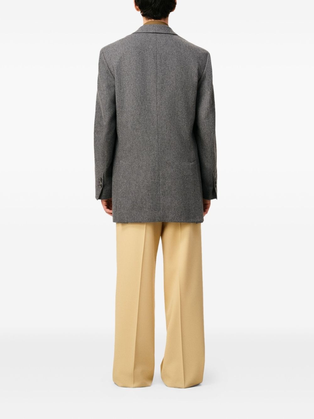 mélange-effect wool blazer - 4