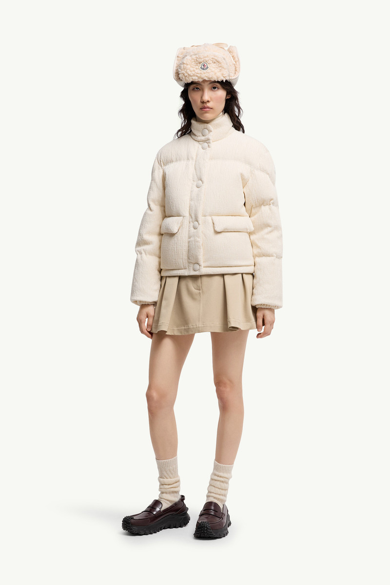 Moncler Aliminia Velvet Short Down Jacket outlook