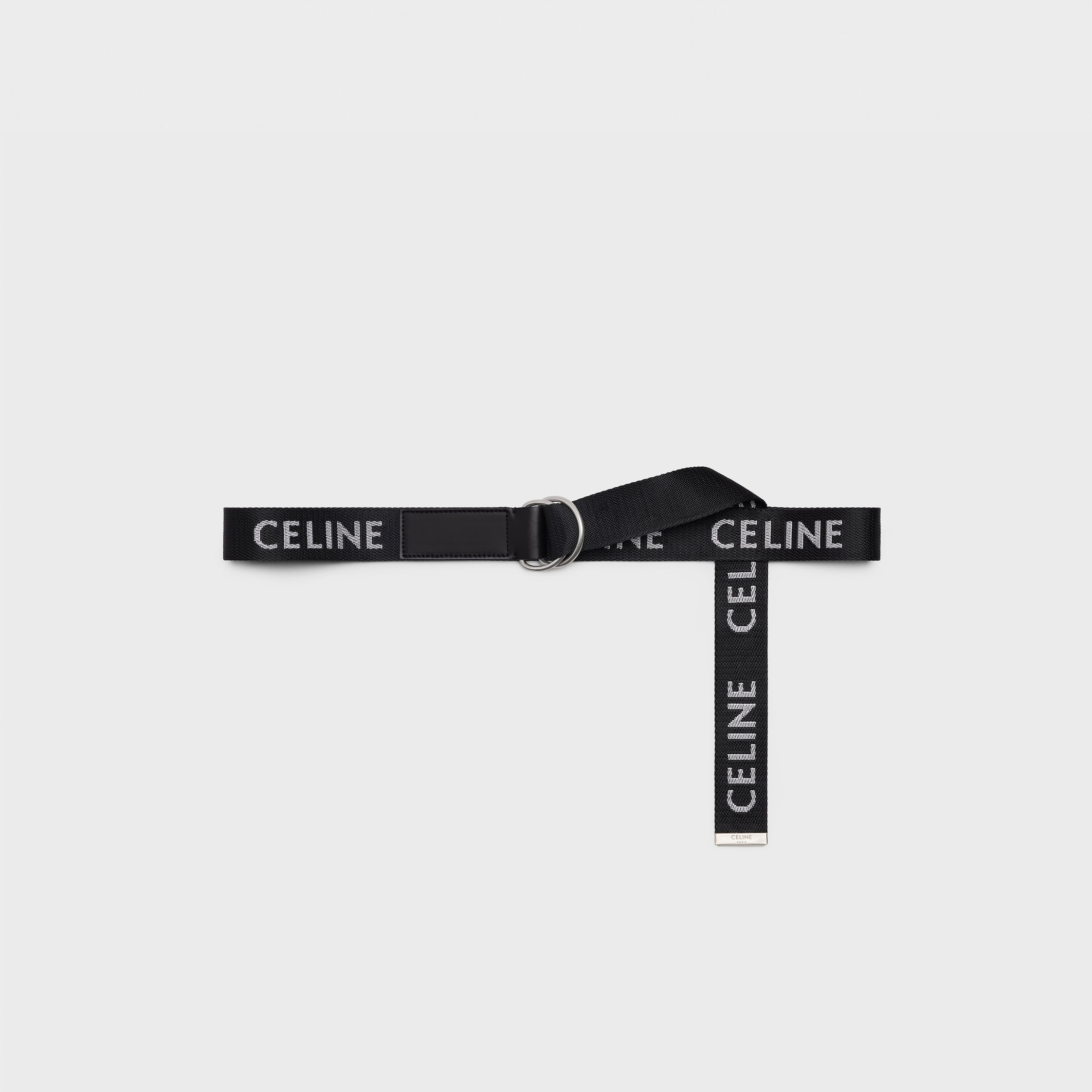 MEDIUM DOUBLE RING BELT in Jacquard Textile and Calfskin - 2
