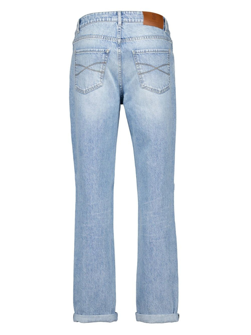 Brunello Cucinelli logo-stitched tapered jeans outlook