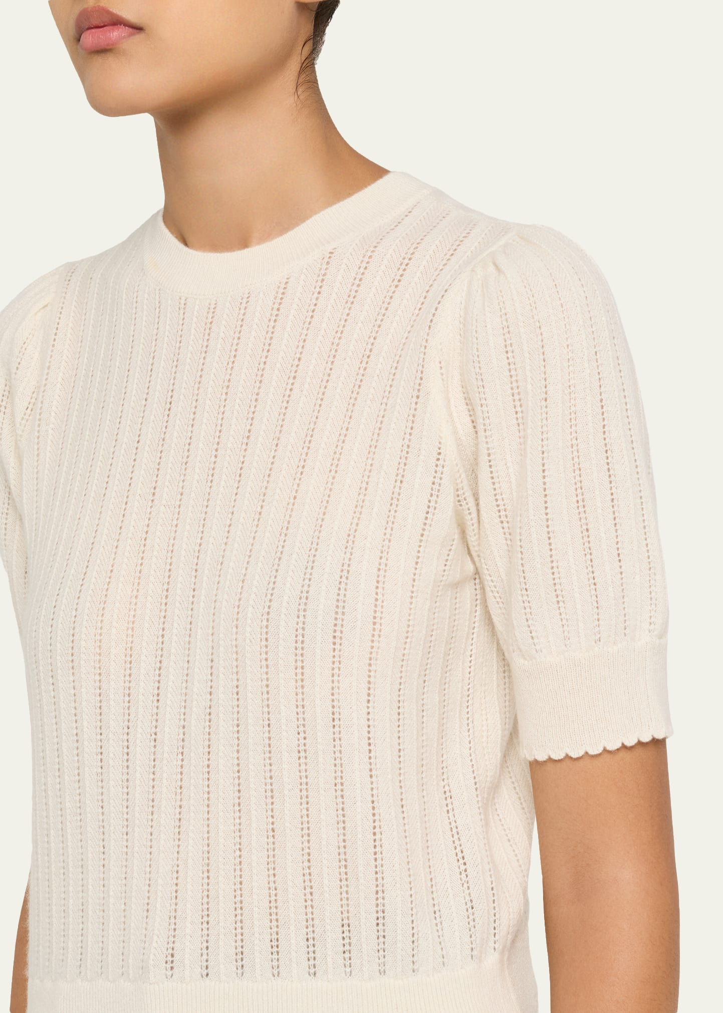 The Ladder Pointelle Cashmere Sweater - 5