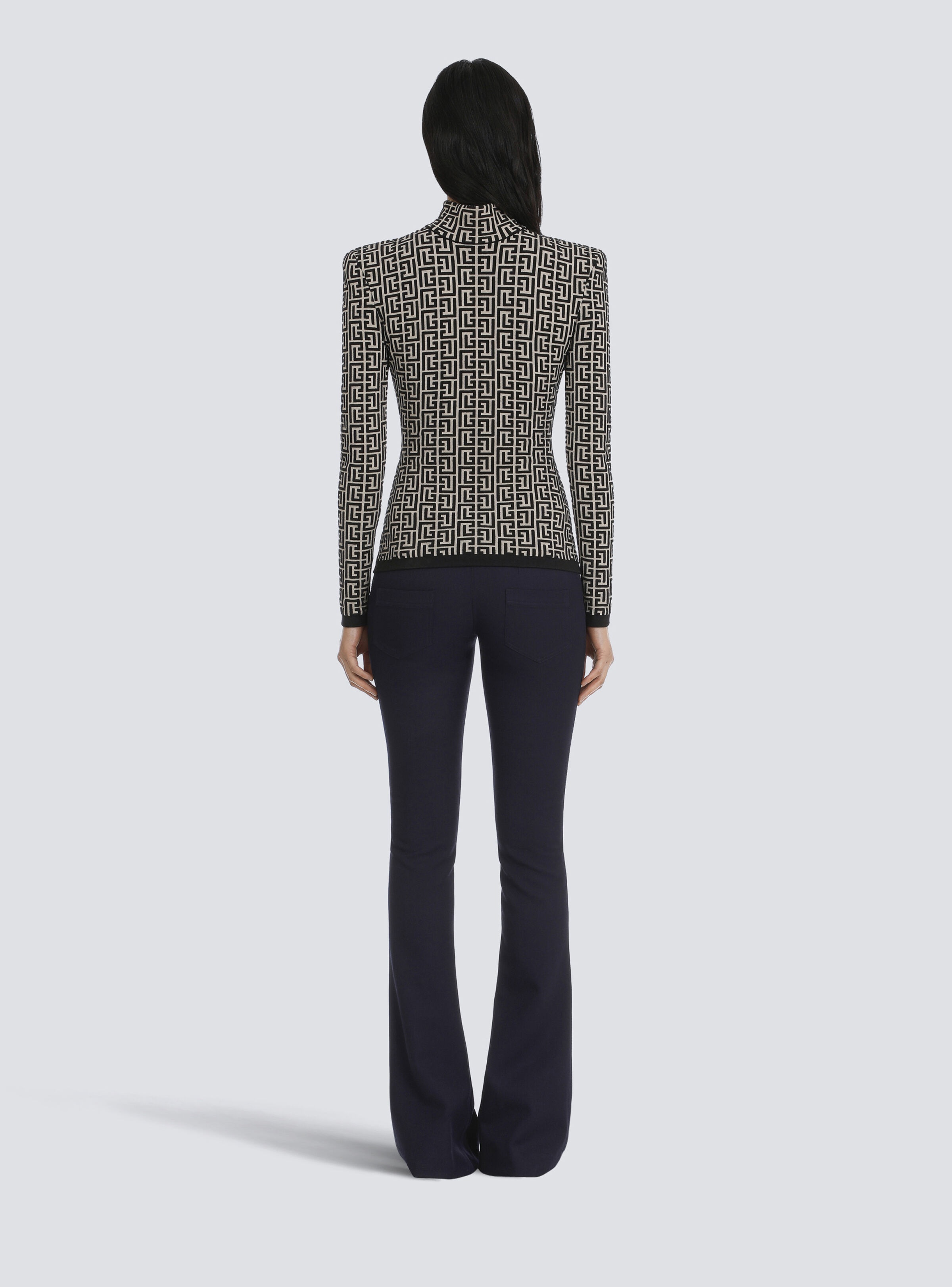 Knit sweater with Balmain monogram - 4