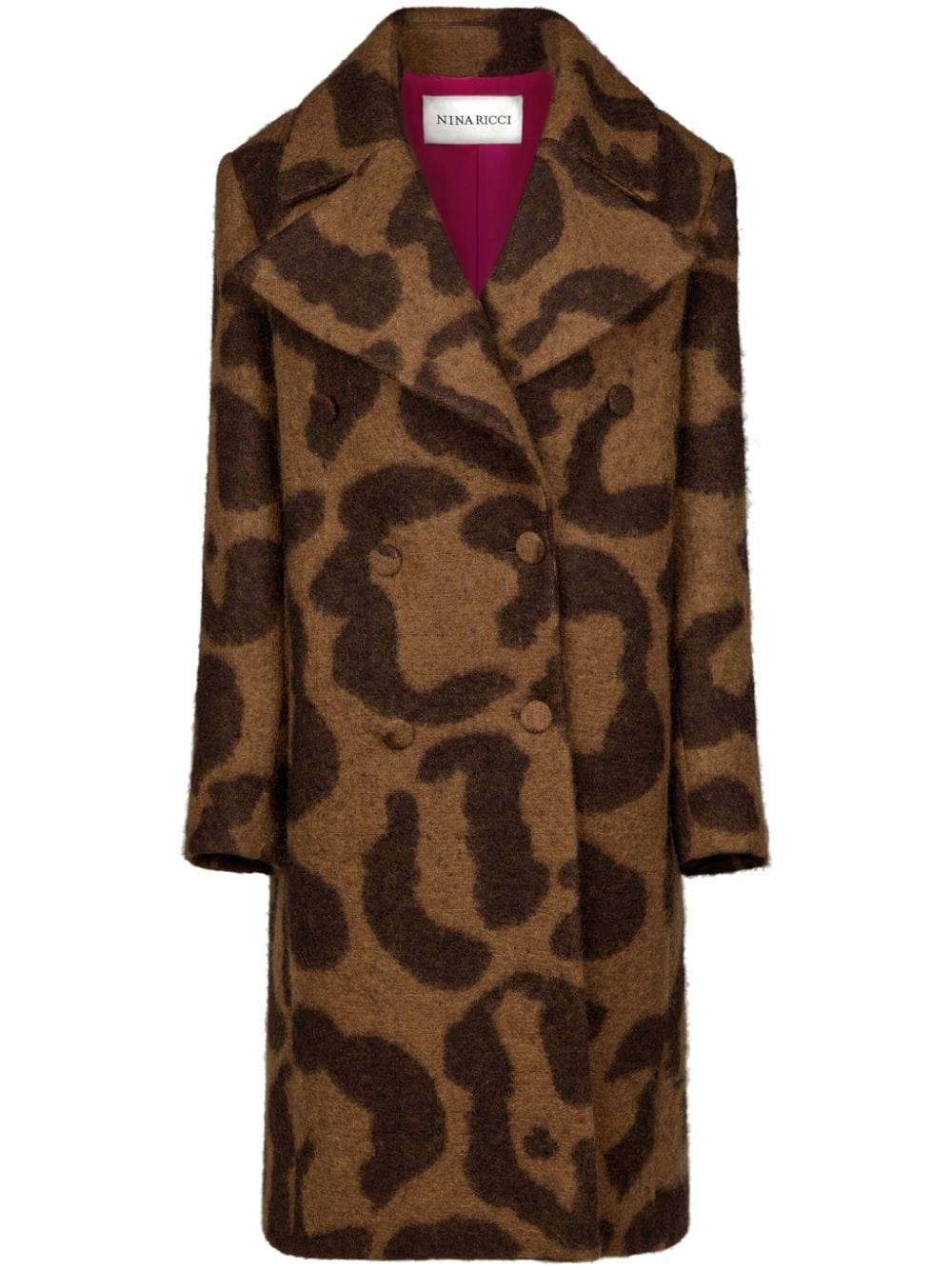 leopard-jacquard wool-blend coat - 1