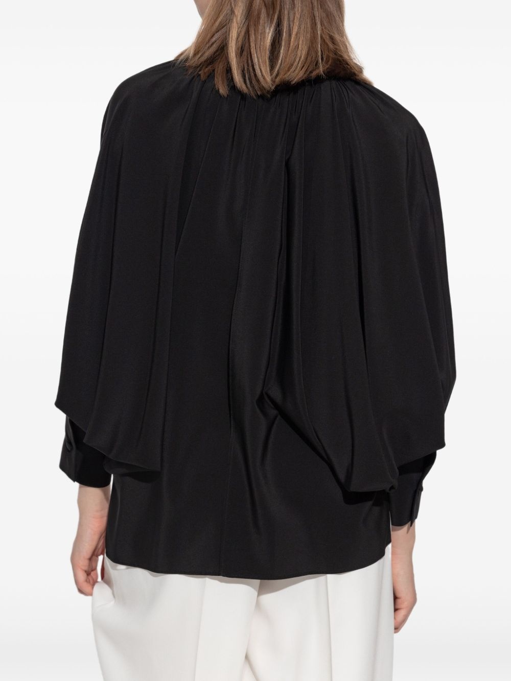 tie-front silk blouse - 4