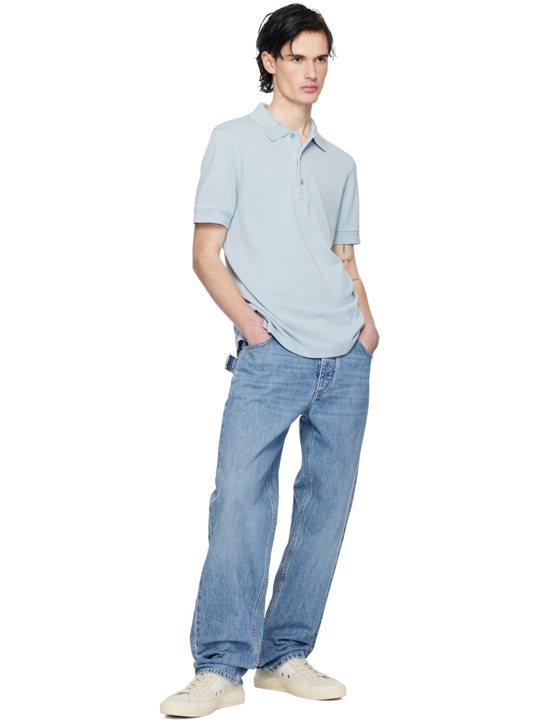 Blue Three-Button Polo - 4