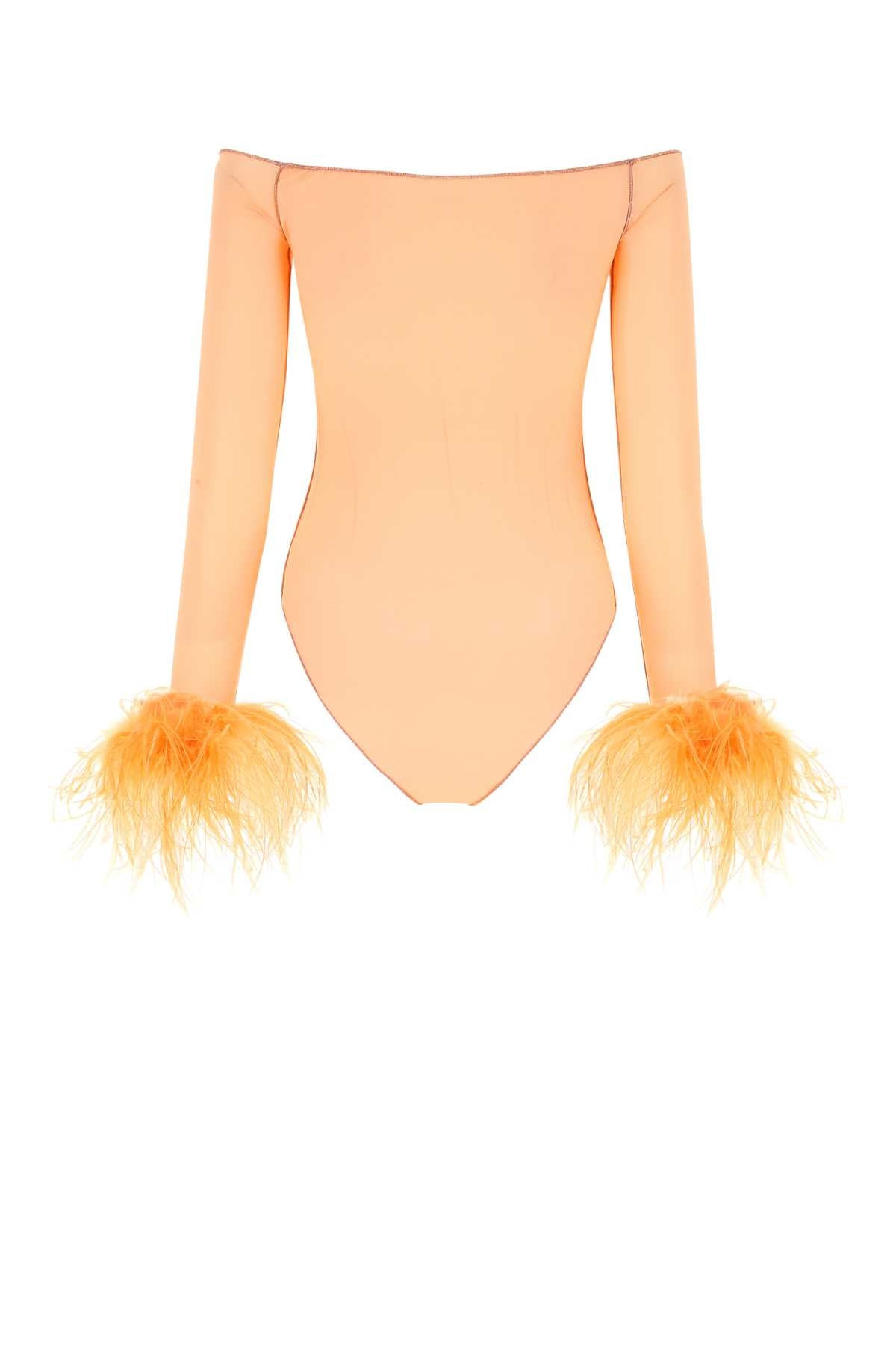 Oseree Women Peach Mesh Bodysuit - 2
