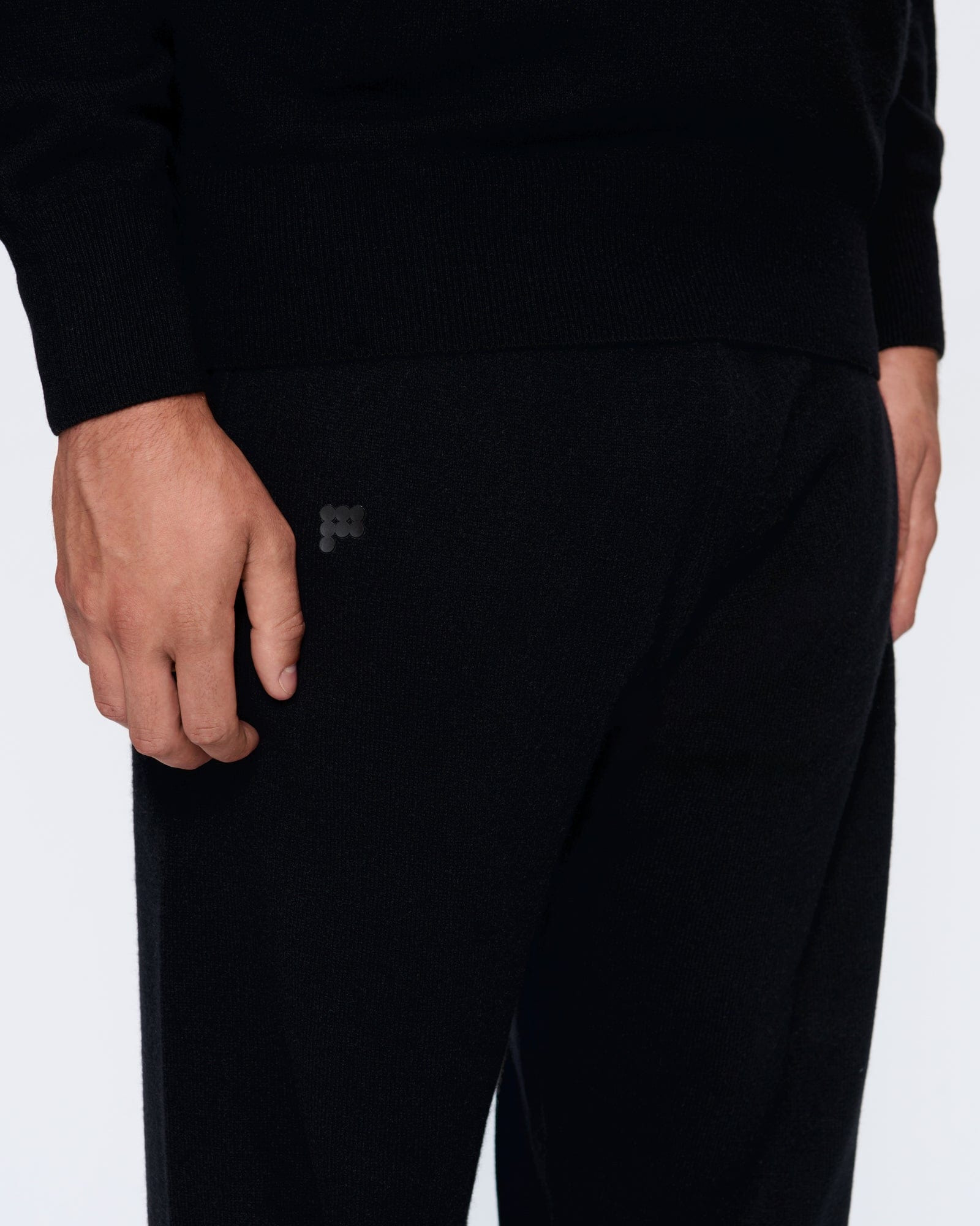 Mens Recycled Cashmere Track Pants - Black - 4