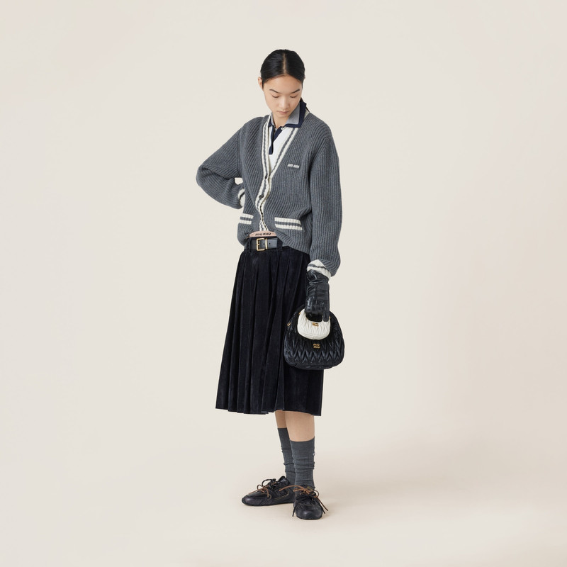 Miu Miu Ribbed knit wool and cashmere cardigan outlook